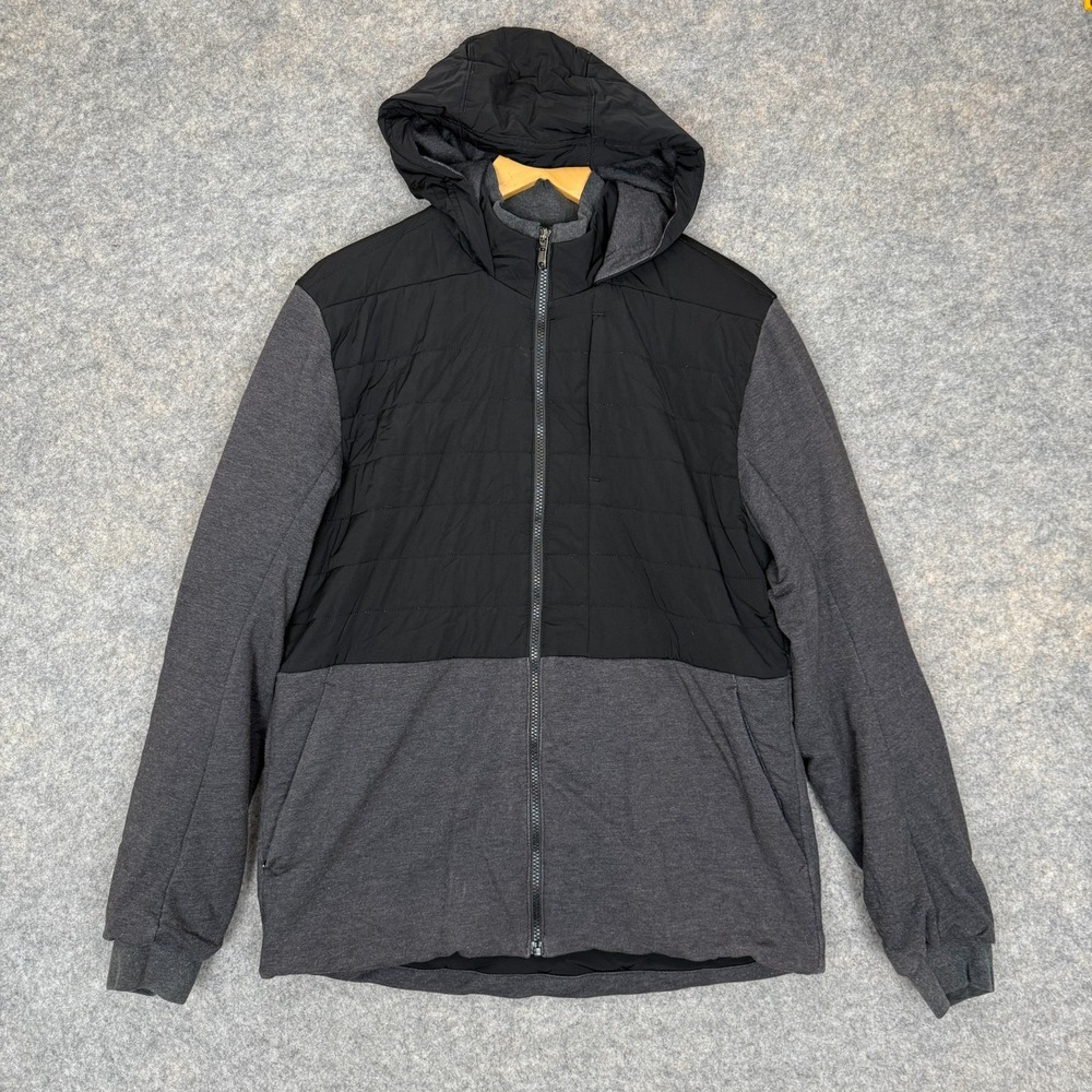Lululemon Division Down Insulated Hybrid Puffer Jacket Mens Large Gray Black Zip